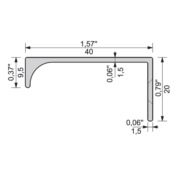 Uchwyt meblowy U-9-60mm aluminium - obrazek 3