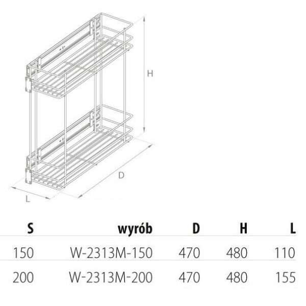Kosz CARGO W-2313M 200 biały - obrazek 2