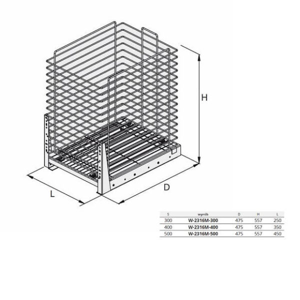 Kosz CARGO W-2316M-400.P22 srebrny - obrazek 3