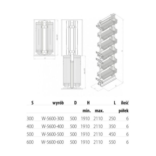 Kosz CARGO W-5600-400 srebrny - obrazek 2