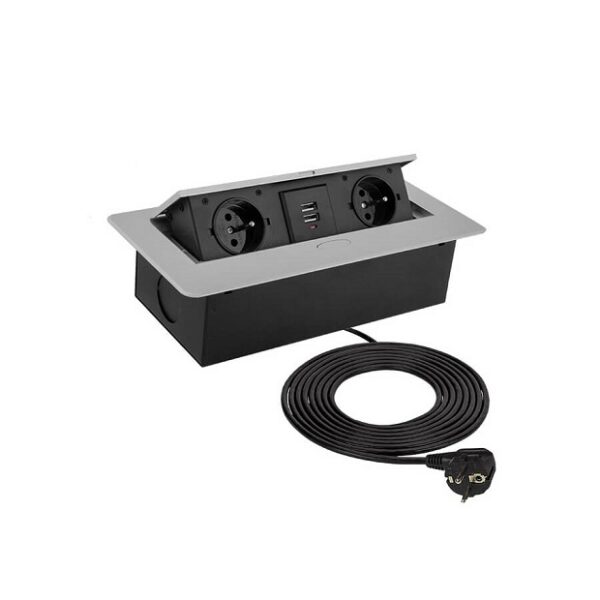 Gniazdo meblowe KOMBI BOX 2G+2USB aluminium