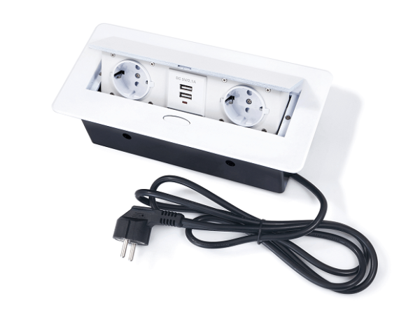 Gniazdo meblowe KOMBI BOX 2G+2USB białe - obrazek 4