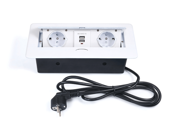 Gniazdo meblowe KOMBI BOX 2G+2USB białe - obrazek 6