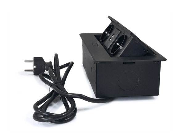 Gniazdo meblowe KOMBI BOX 2G+2USB czarne - obrazek 3