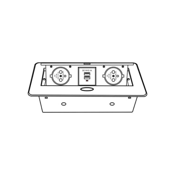 Gniazdo meblowe KOMBI BOX 2G+2USB białe - obrazek 7