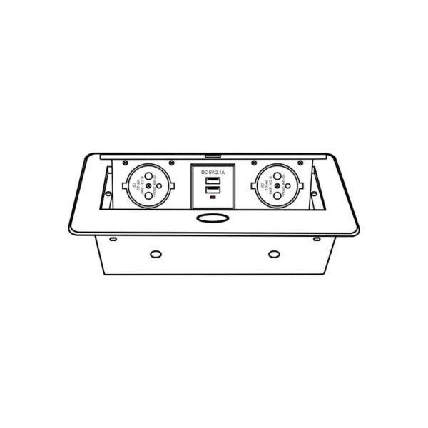 Gniazdo meblowe KOMBI BOX 2G+2USB czarne - obrazek 6