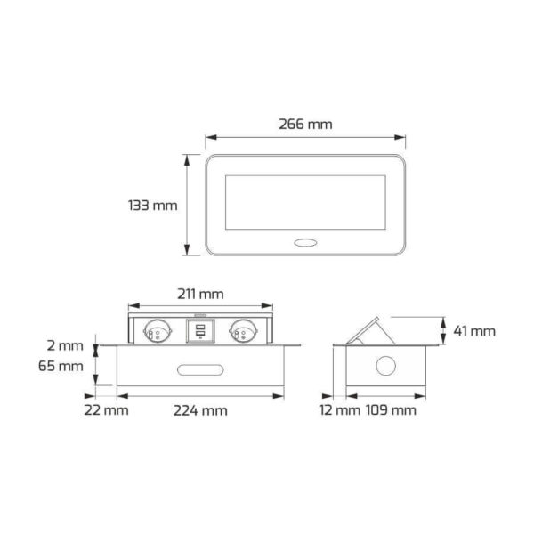 Gniazdo meblowe KOMBI BOX 2G+2USB białe - obrazek 9
