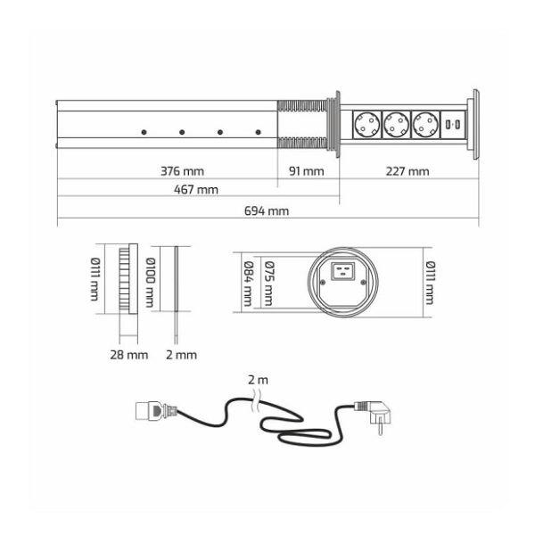 Gniazdo pionowe USB LIFTBOX-A-ALU-3DE-U-01 - obrazek 9