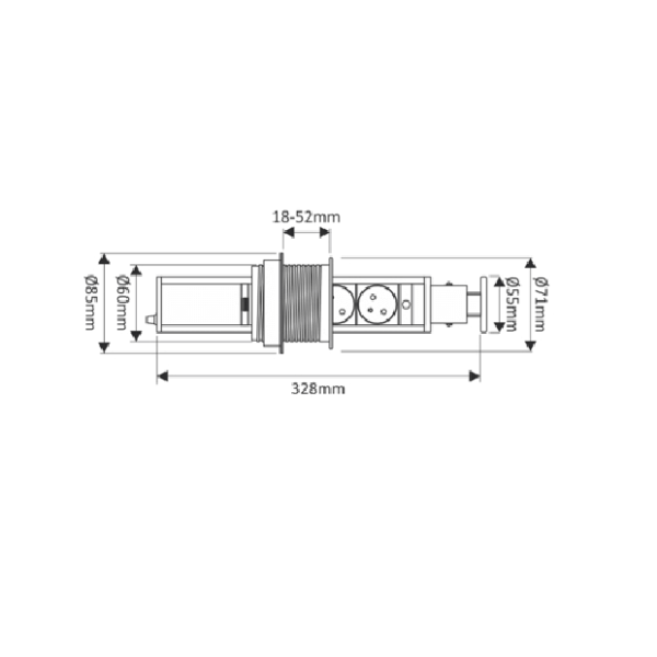 Gniazdo pionowe USB LIFTBOX-AL-3FR-U-01 - obrazek 3