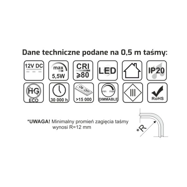Taśma LED R-COB-512-8-30K-01 - obrazek 6