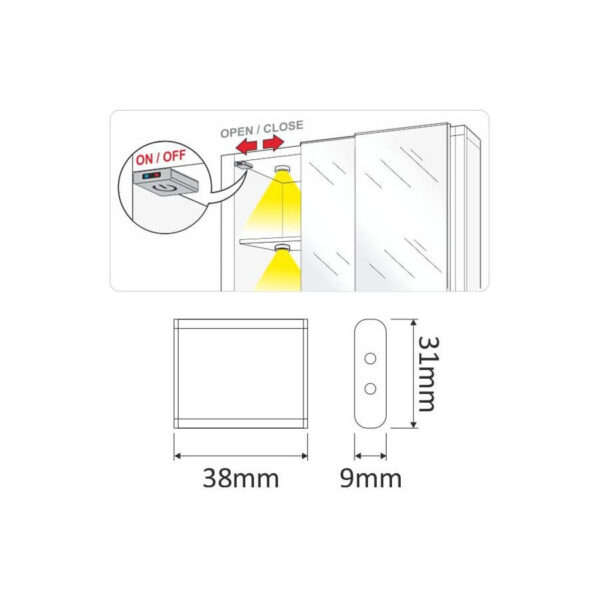 Wyłącznik bezdotykowy LED DOOR do szaf WYL-IRS-AL-01 - obrazek 3