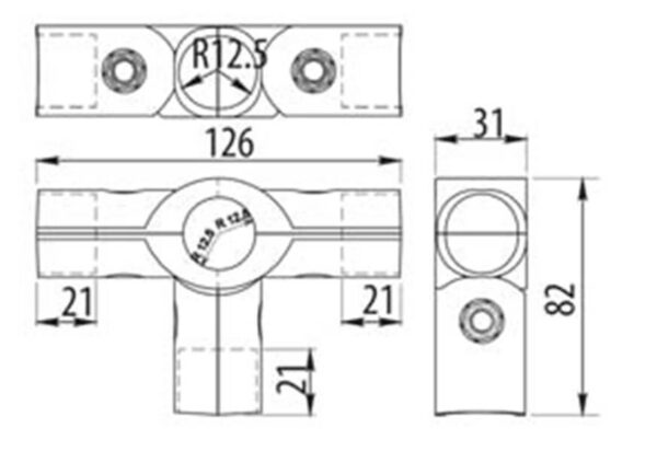 TR562-0-CHR Złącze trzyramienne R-44 - obrazek 2